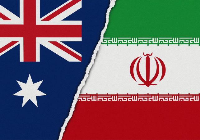 Image represent Australia Iran relations break between two flag